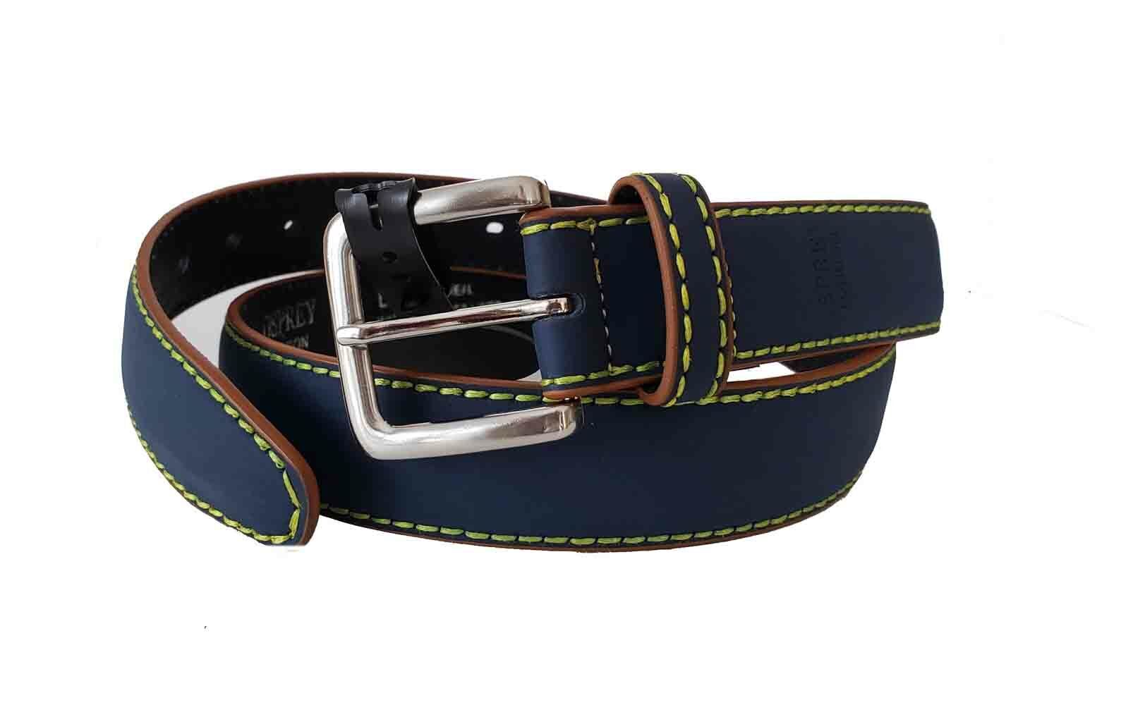 Osprey London Leather Belt Navy Blue Bright Green Tan Men's Size XL 38-42