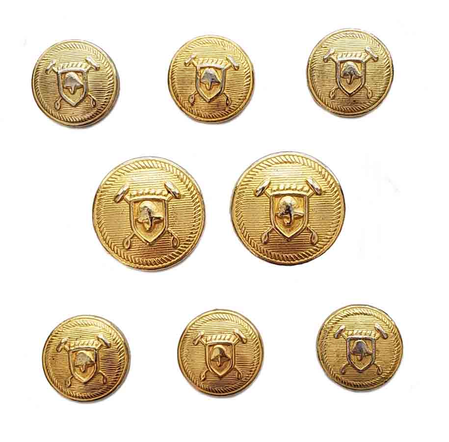 Vintage Polo by Ralph Lauren Blazer Buttons Set Gold Hard Brass Polo Mallets Helmet Shield Pattern C8Q Men's 