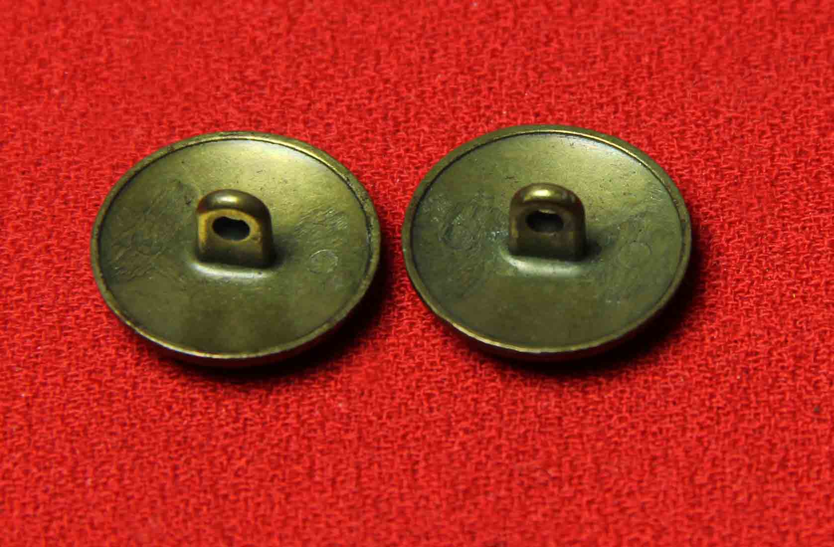 Two Vintage E.R.M. - K.M.S. Royal Military Academy Blazer Jacket Buttons Antique Gold Brown Metal Men's