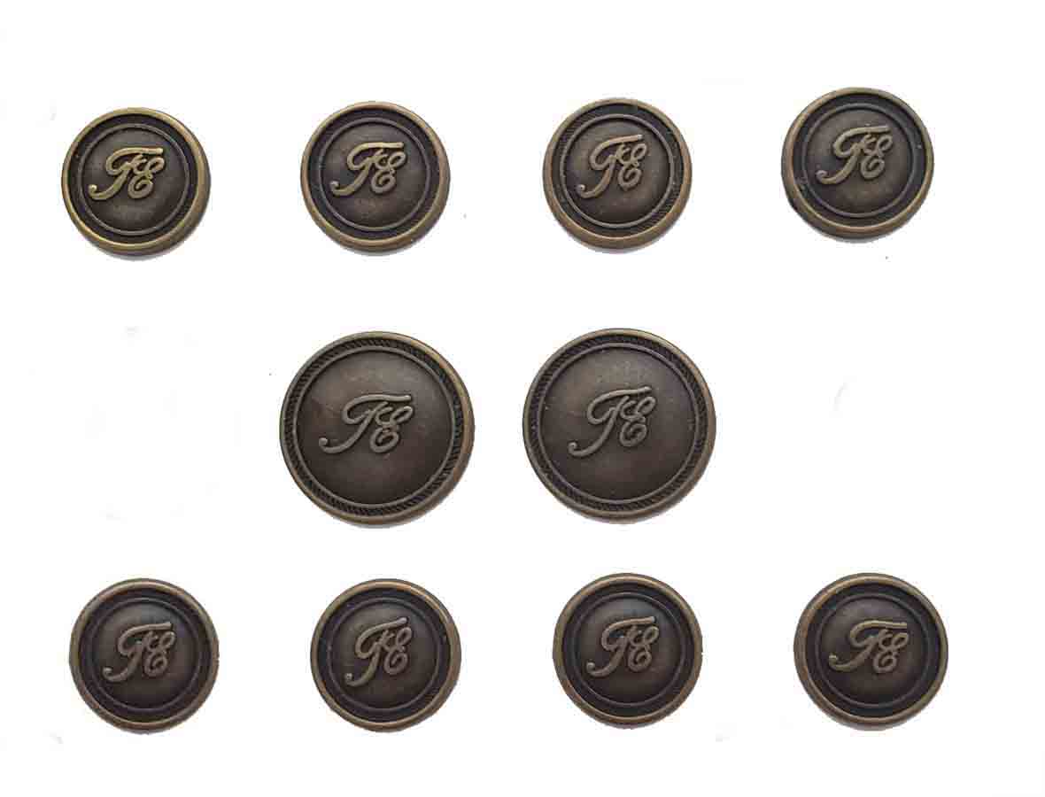 Vintage Tasso Elba Blazer Buttons Brass Antique Gold Brown TE Monogram Men's