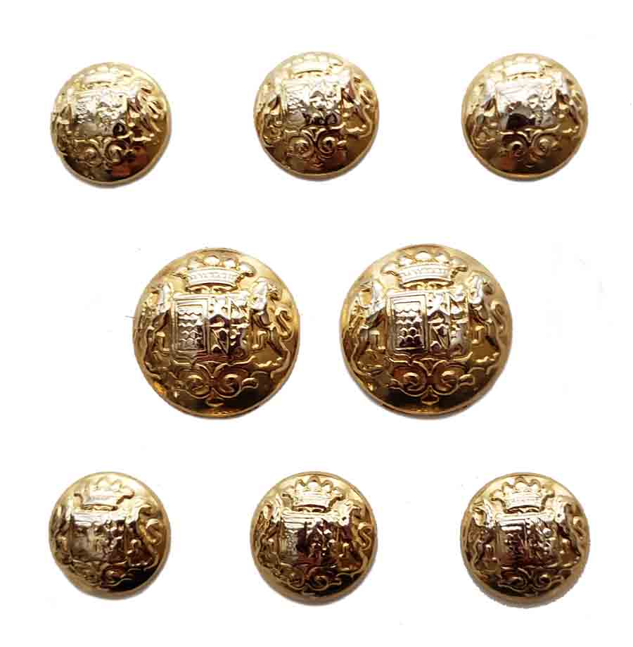 Zara Dome Blazer Buttons Set Gold Silver Brass Crown Shield Men's