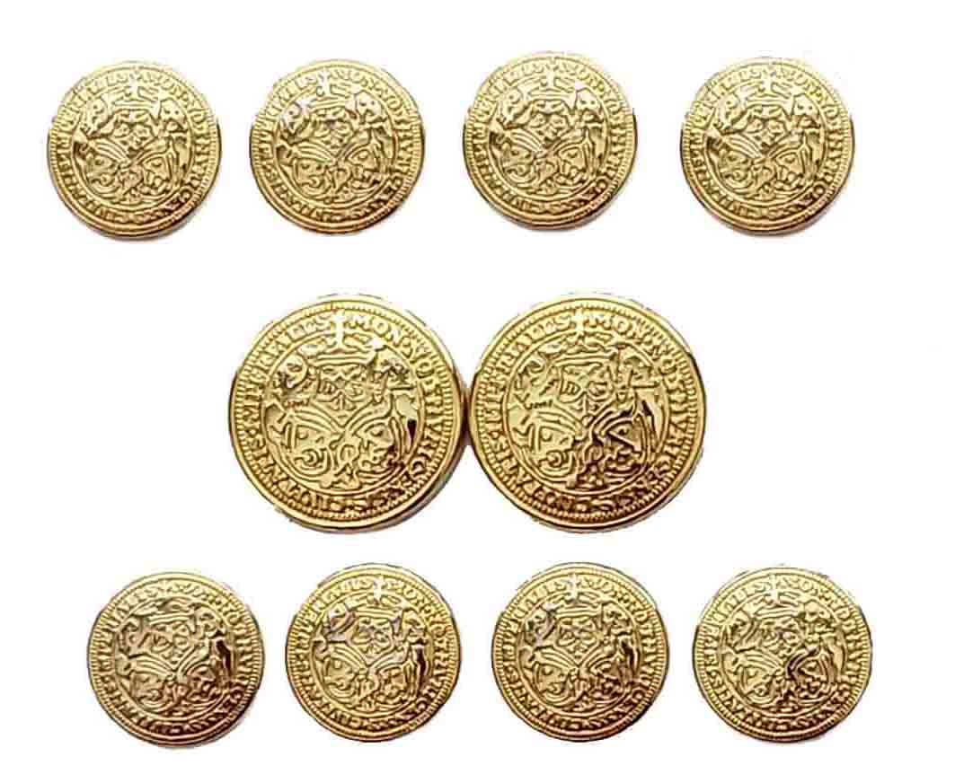Vintage Bill Blass Blazer Buttons Set Gold Brass Cross Latin Text Men's