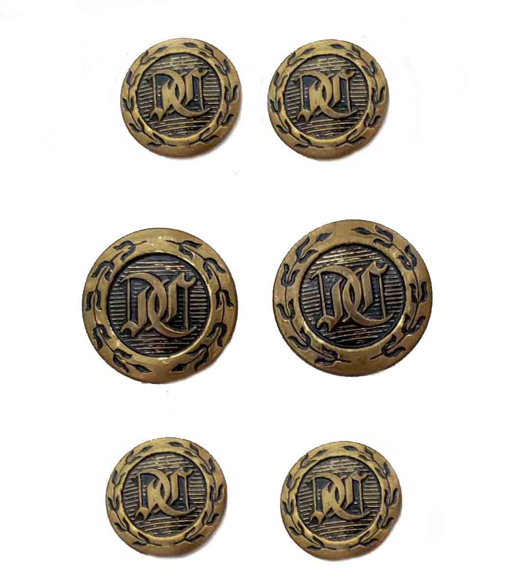 Vintage Classic Collection Blazer Buttons Set Antique Gold Brown DC Monogram Men's