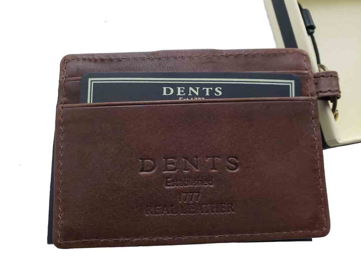 Dents England Genuine Leather Credit Card Wallet / Holder Brown RFID Blocking Men's