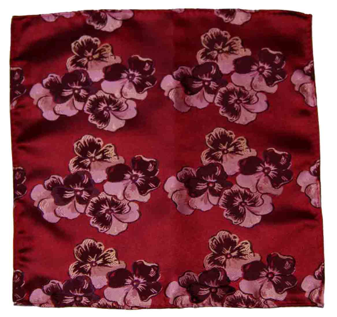 Gascoigne Pocket Square Red Floral Men's