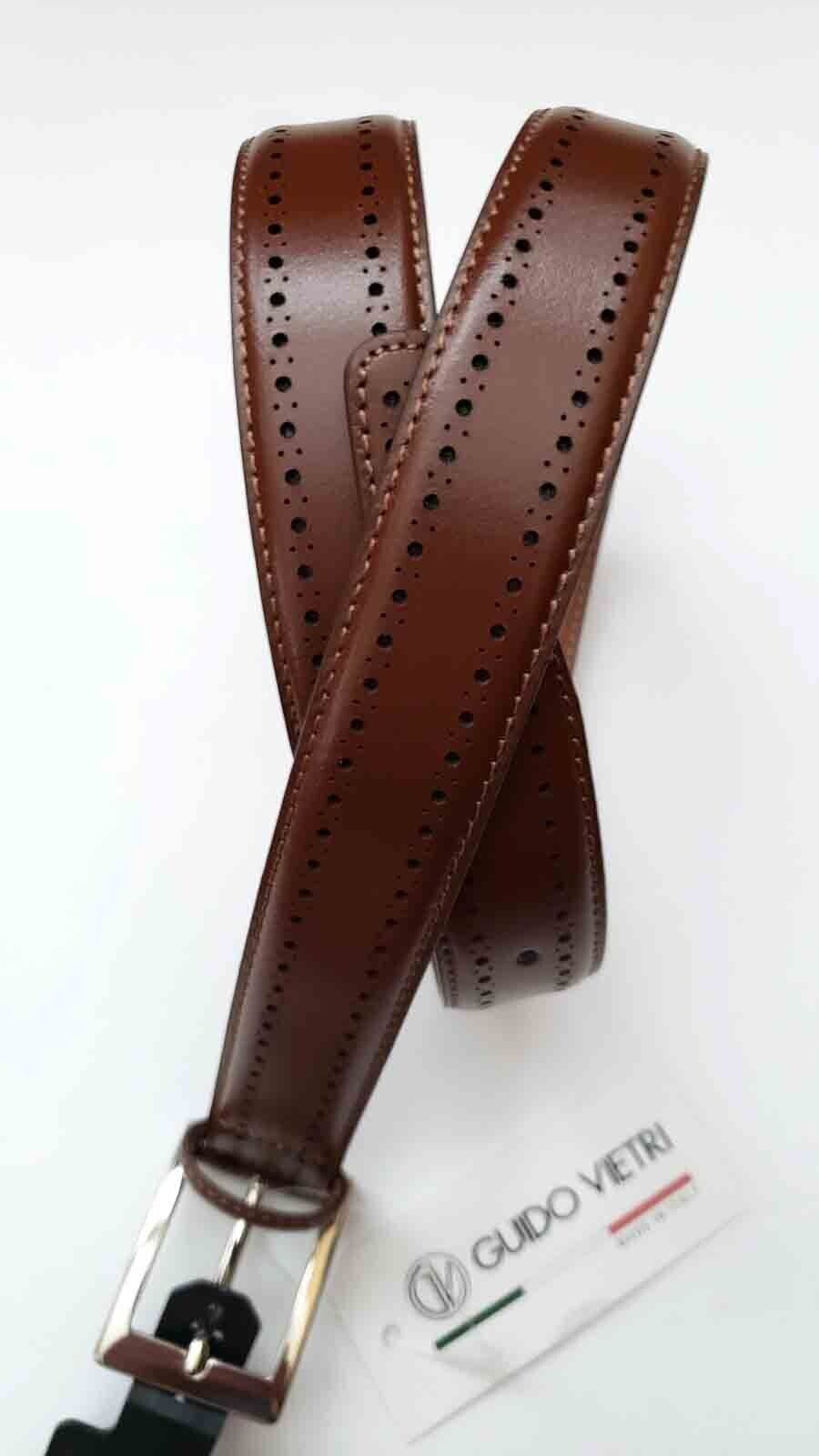 Guido Vietri Italian Leather Belt Brown Die Cut Pattern Men's Size 38