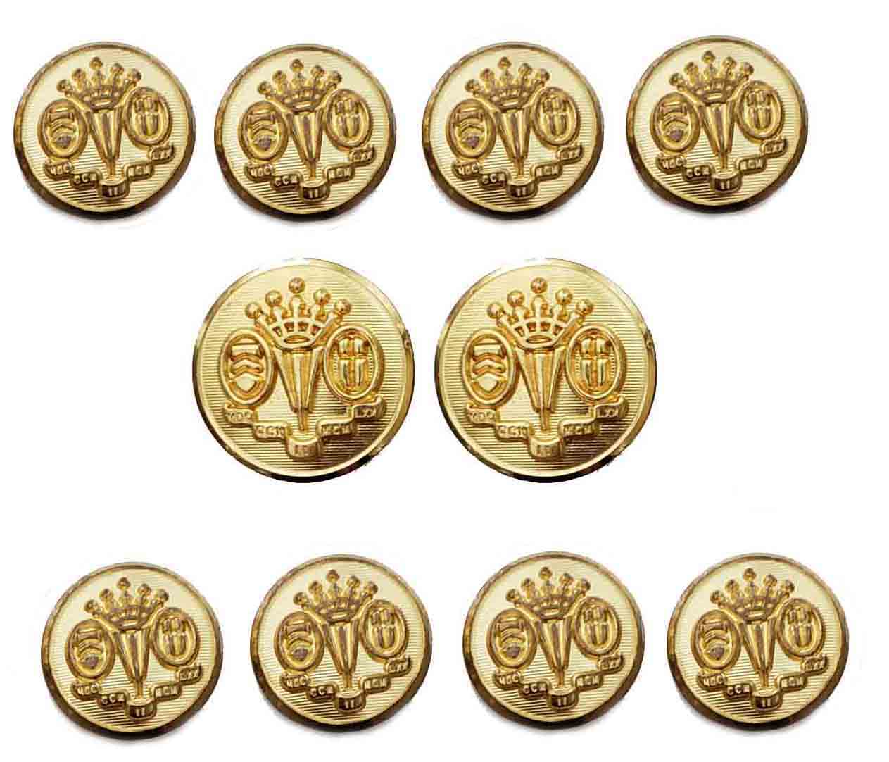 Vintage Waterbury Blazer Buttons Set Gold Brass Coronet Pattern Men's