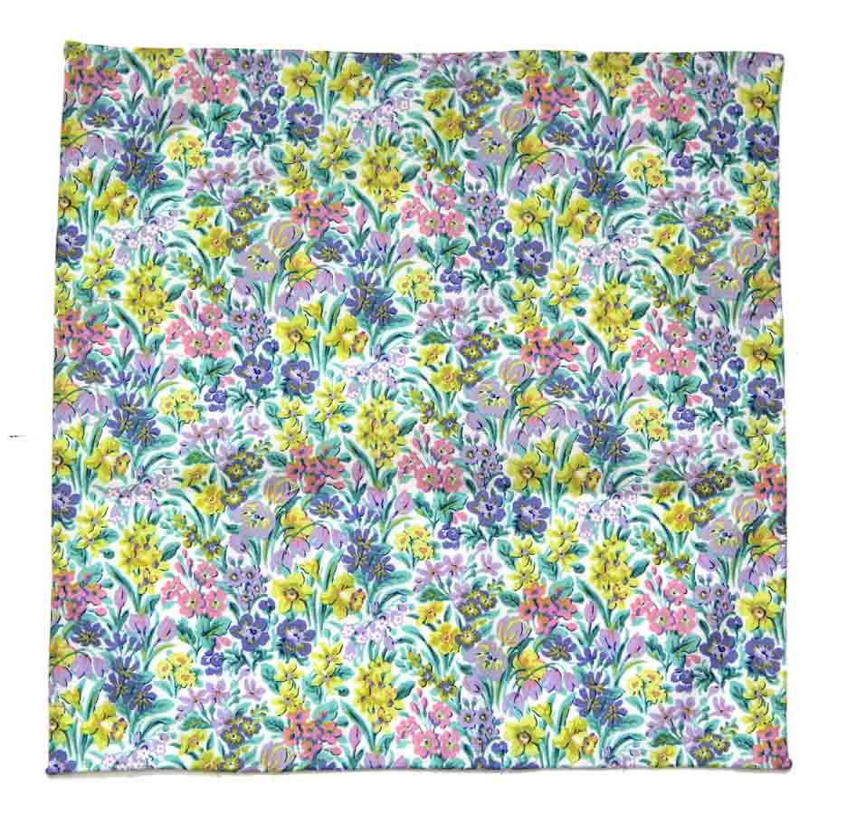Hand Stitched Pocket Square Tana Lawn Lasenby Cotton Fabric Kew Blooms Floral Men's