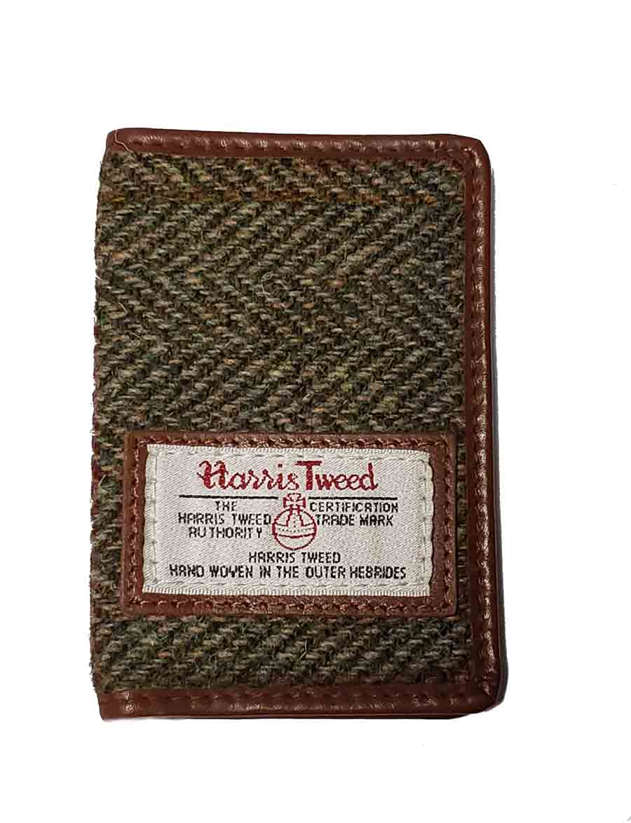 British Belt Company Harris Tweed Leather Trim ID or Card Wallet Men's
