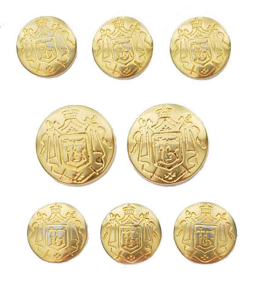 Vintage Jos A Bank Blazer Buttons Set Gold Brass Shank Crown Shield Men's