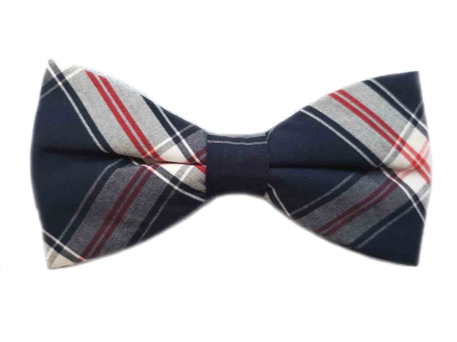 Gascoigne Bow Tie Cotton Red White Blue Plaid Men's OS