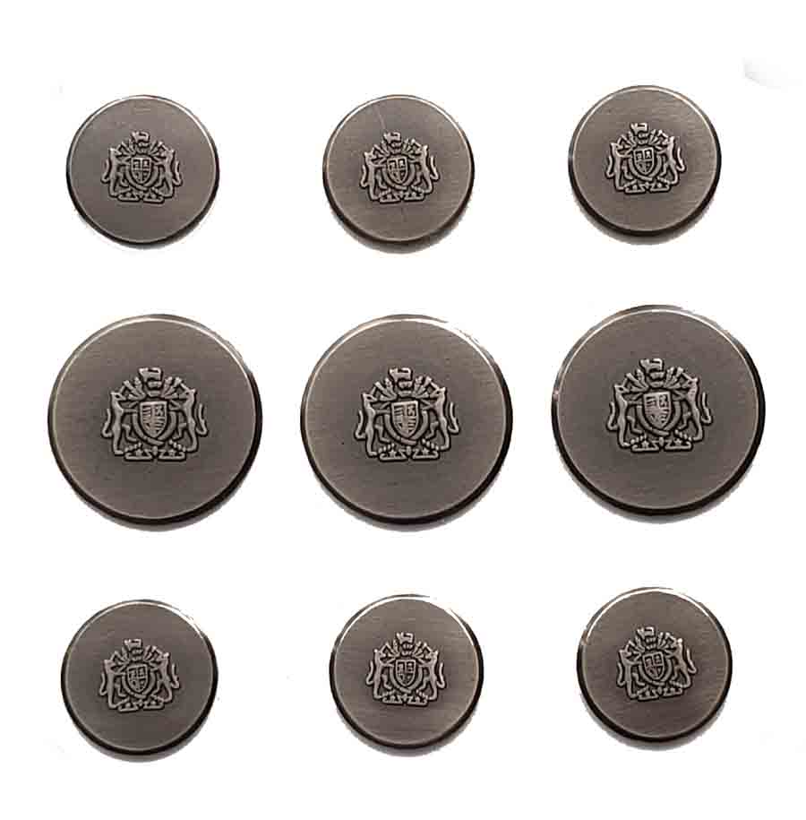 Vintage Park Avenue Blazer Buttons Set Gray Metal Lions and Shield Pattern C9H Men's