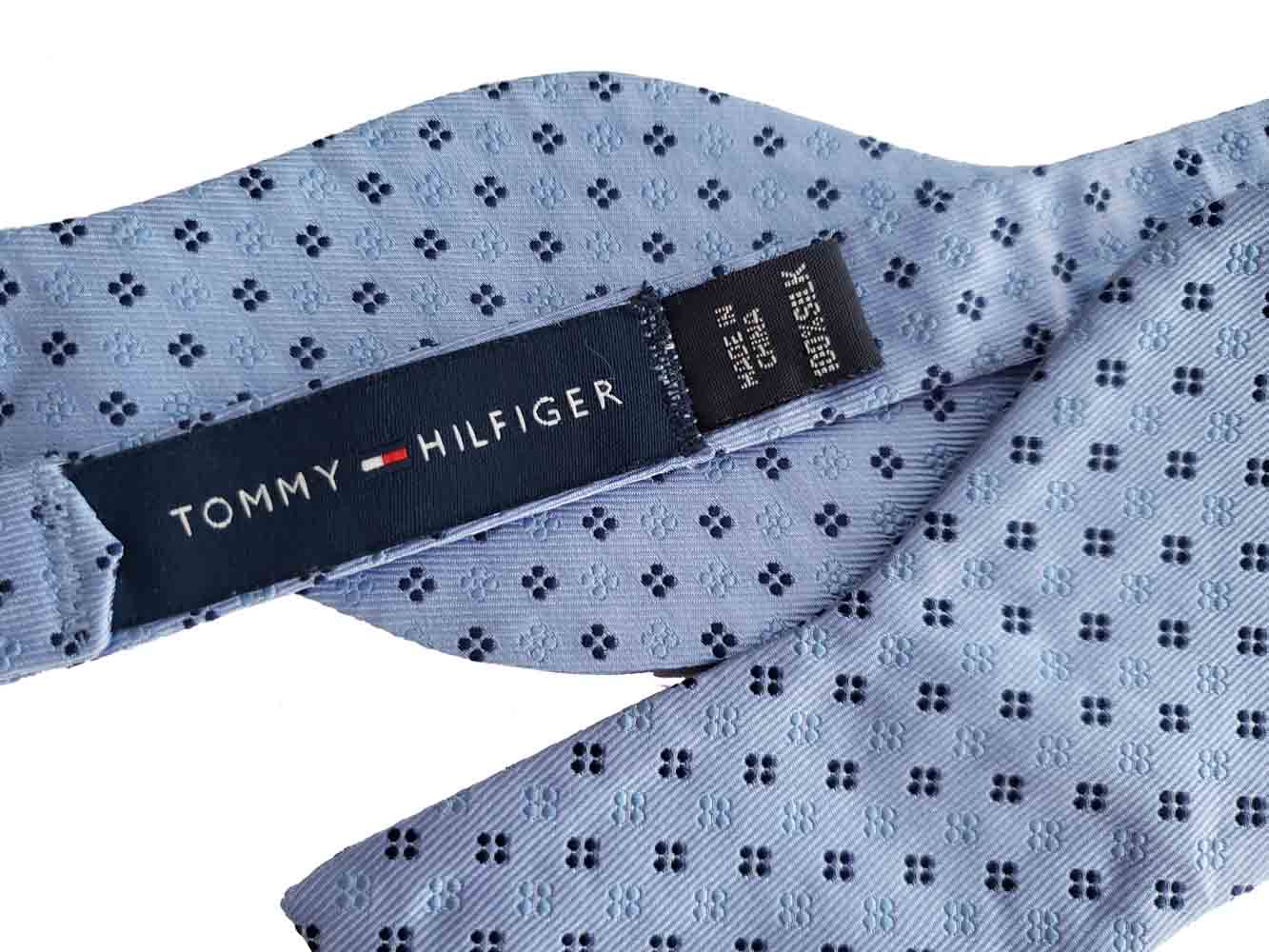 Tommy Hilfiger Silk Bow Tie Blue Geometric Pattern Men's One Size Adjustable