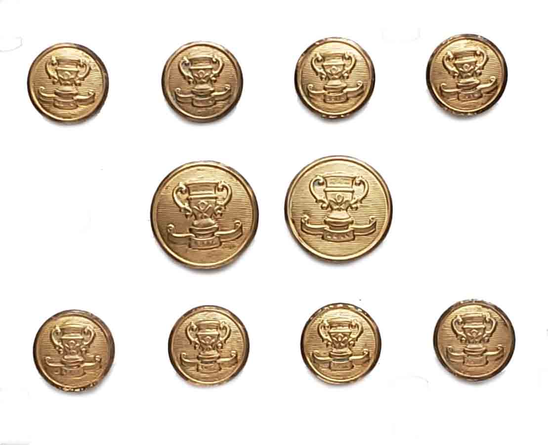 Vintage 1970s Waterbury Winner's Cup Blazer Buttons Set Gold Brass C3W Men's