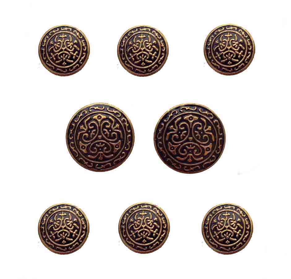 Antique Gold Brown Blazer Buttons Set Brass Fancy Detailing 2R9 Men's 