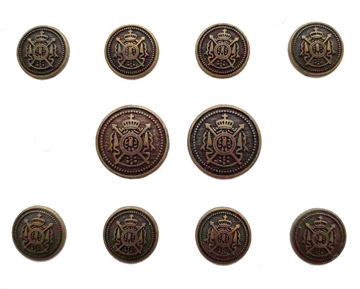 Vintage Bill Blass Blazer Buttons Set Antique Gold Brown Crown Shield Brass Men's