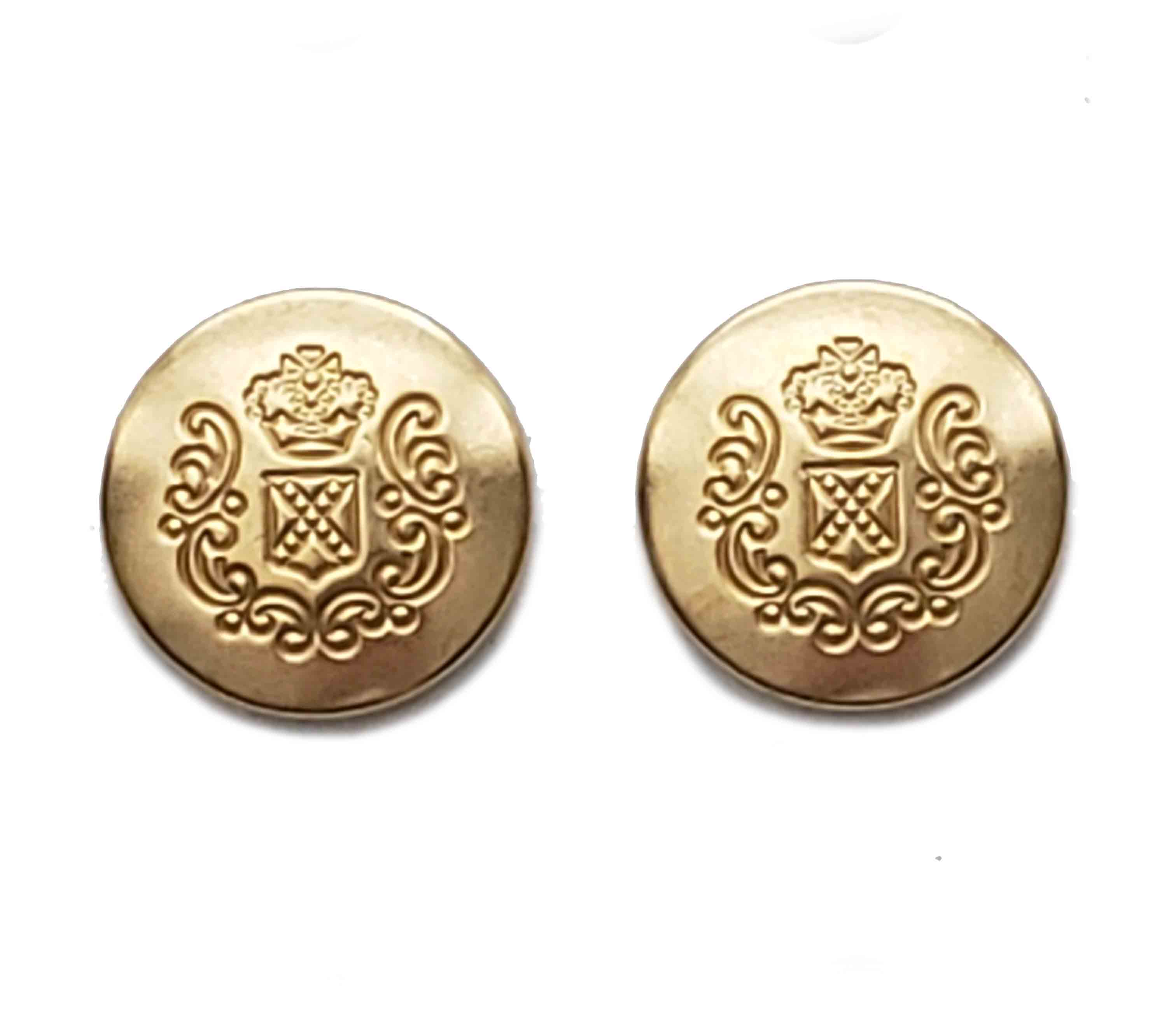 Two New Gold Brass Blazer Buttons Crown Shield Men's