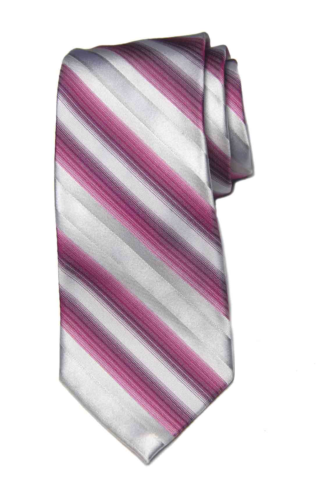 Express Silk Tie Striped White Gray Pink Purple Men's