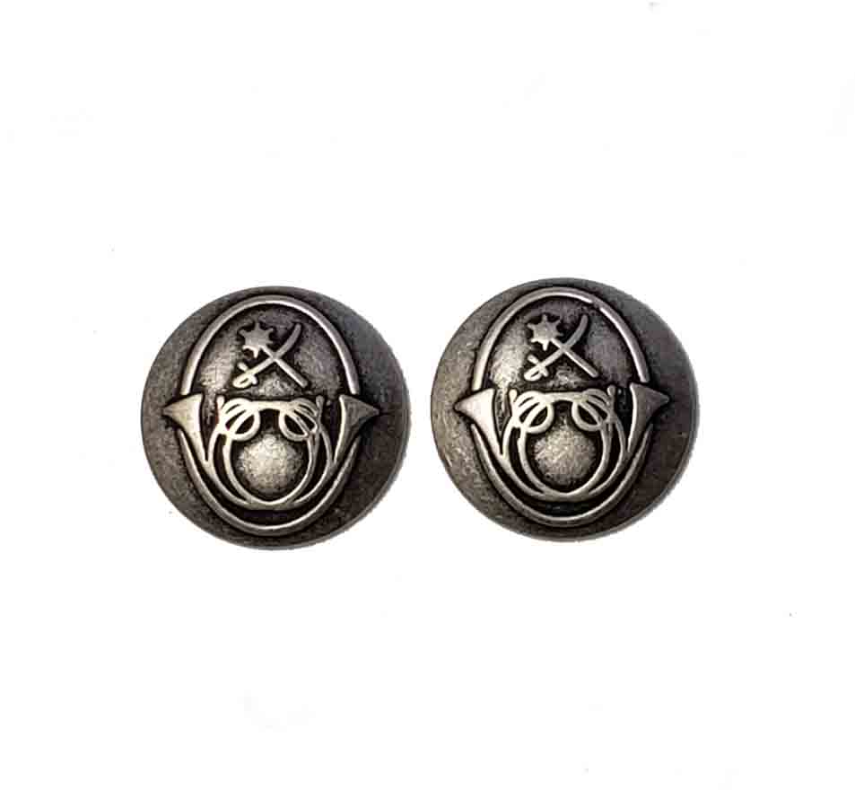 Two NEW French Horn Semi-Dome Blazer Buttons Silver Gray Metal Men's Men's 3/4