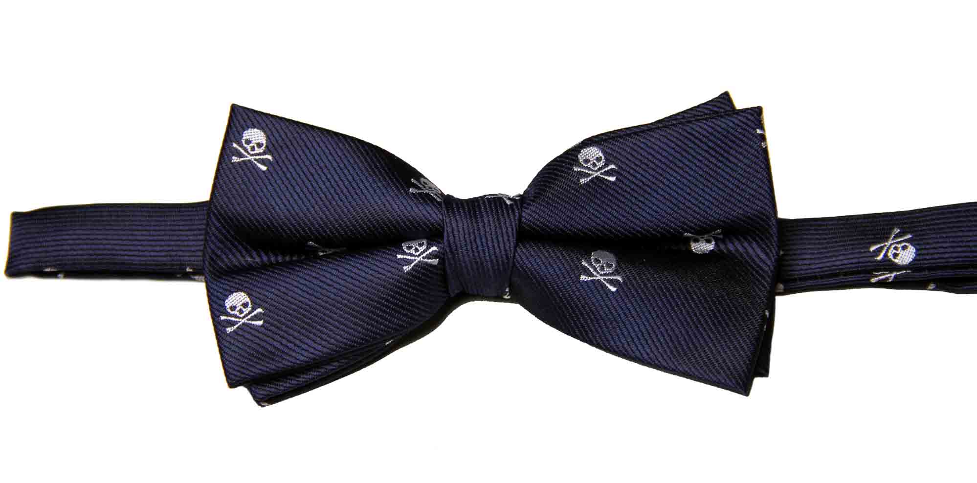 Gascoigne Bow Tie Skull & Crossbones Navy Blue White Men's