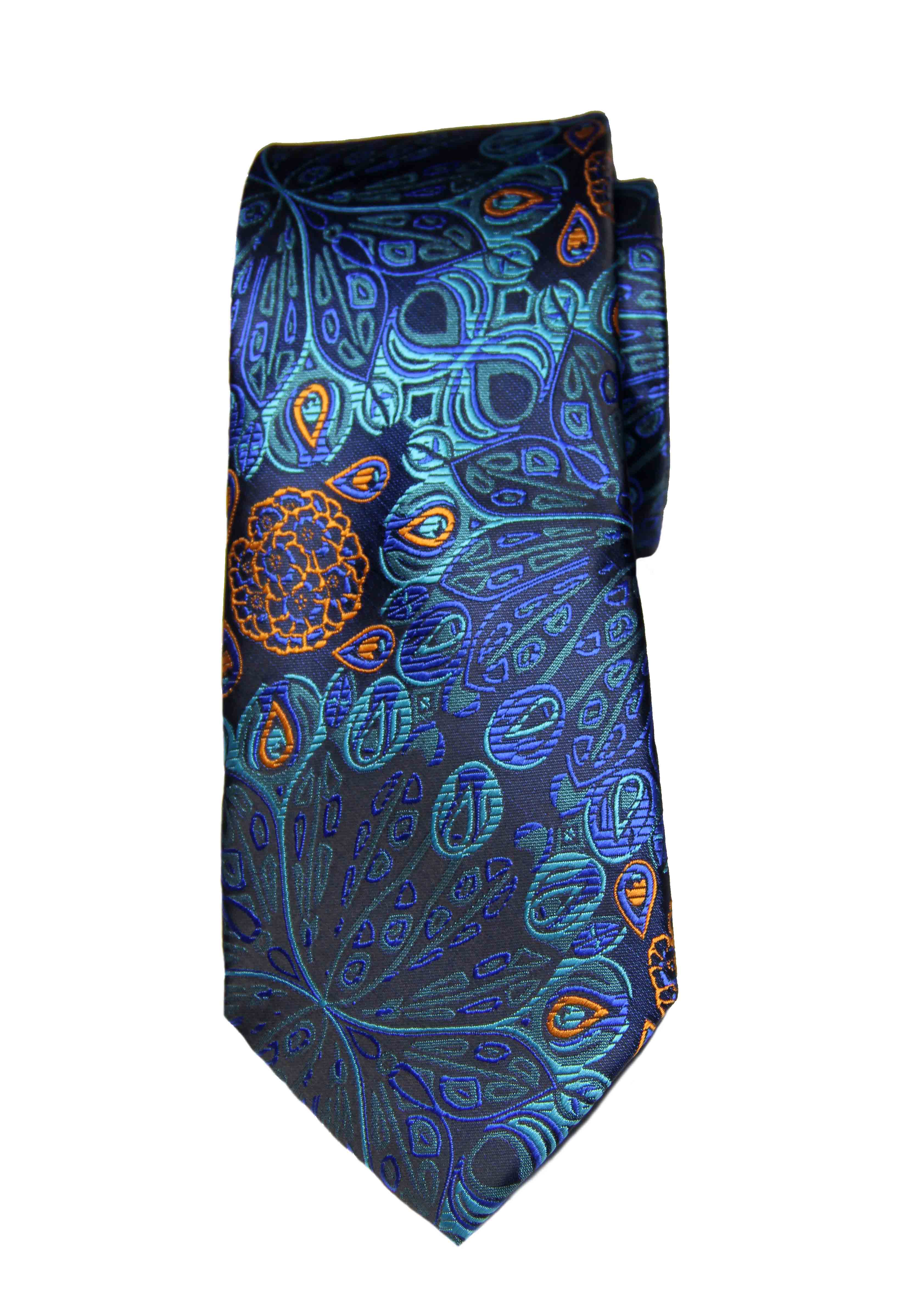 Gascoigne Silk Jacquard Tie Floral Teal Blue Orange Black Green Men's