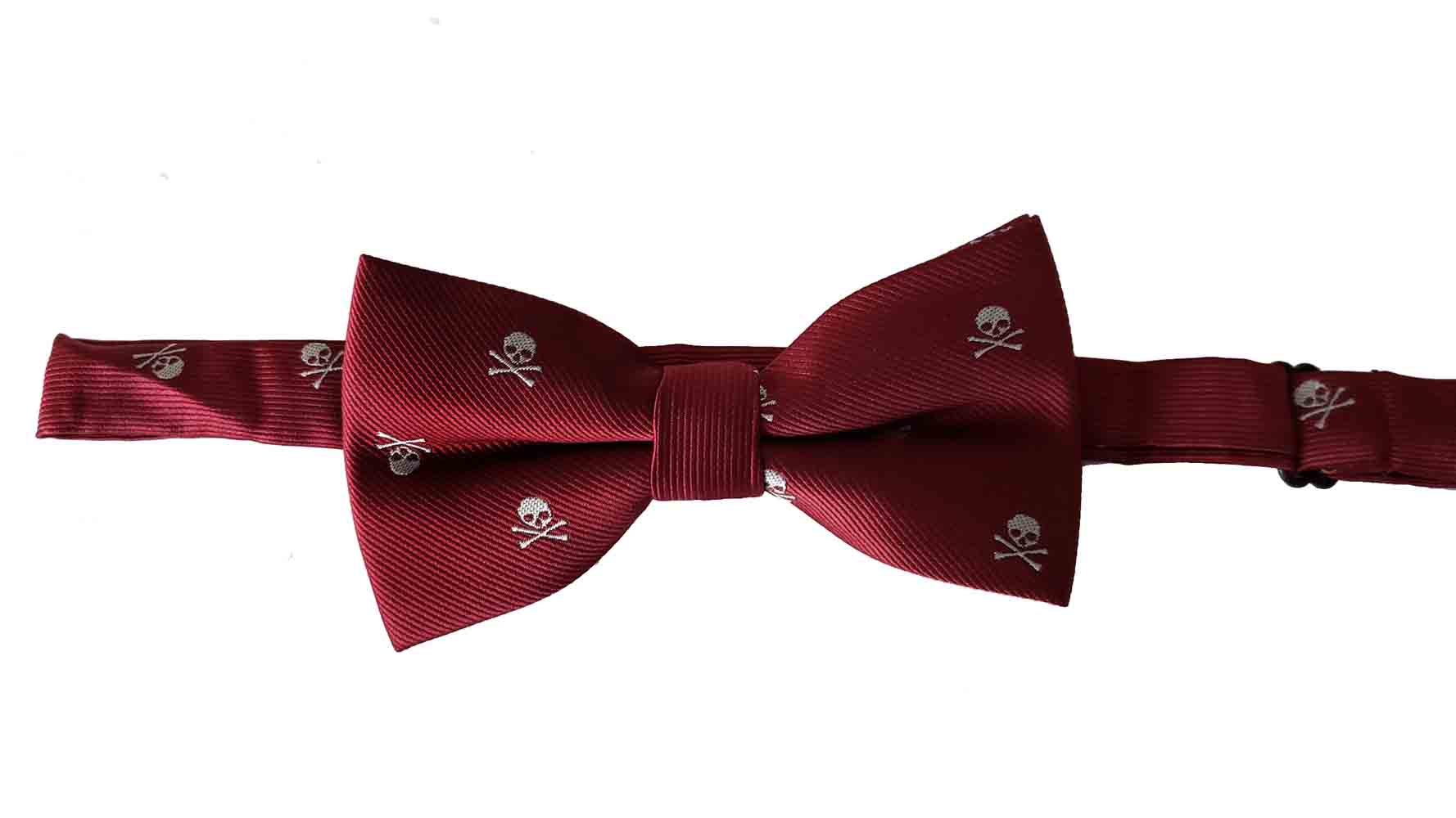 Gascoigne Skull & Crossbones Bow Tie Red White Pre-Tied Adjustable Men's