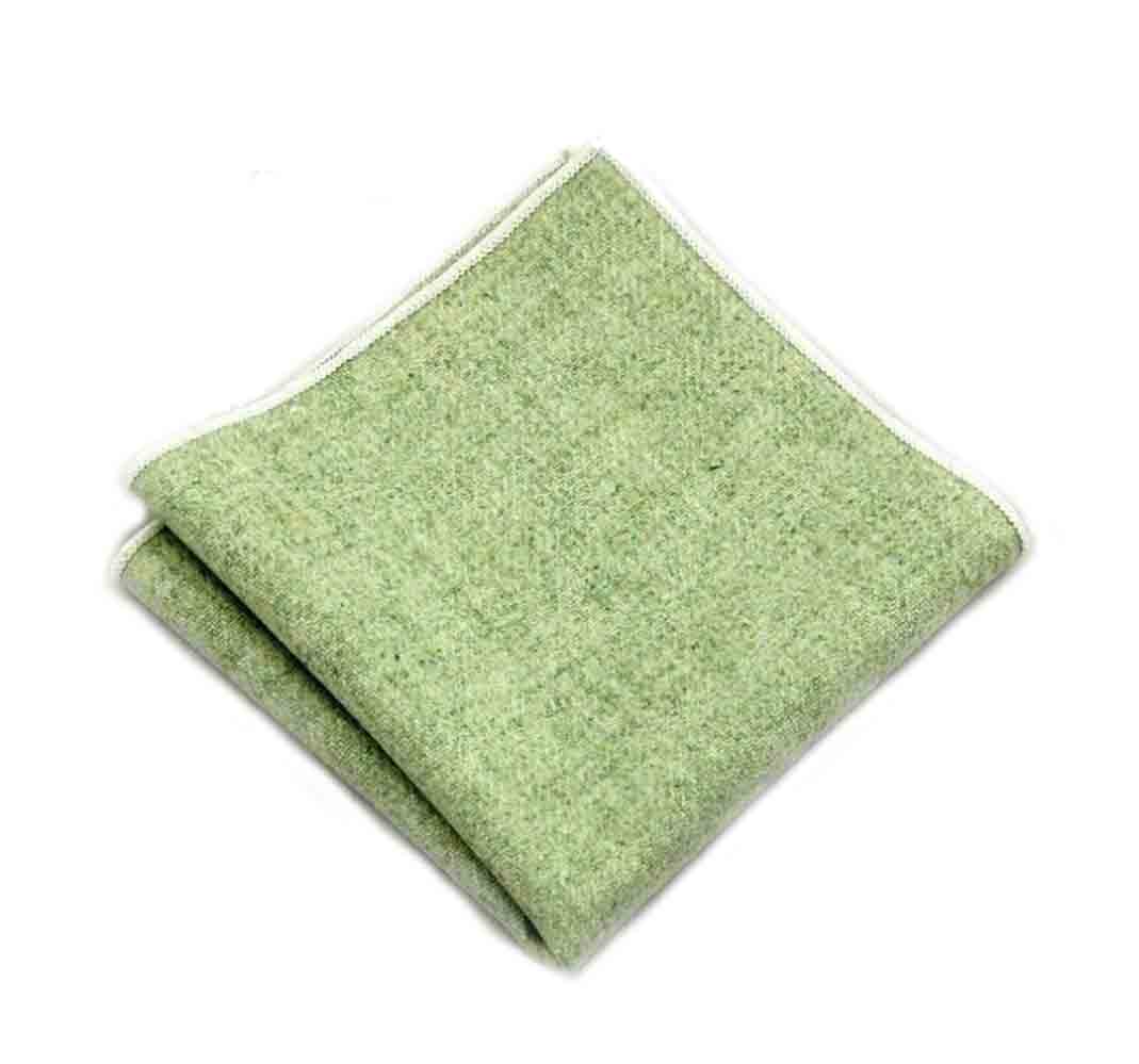 Gascoigne Wool Pocket Square Green Cream Men's