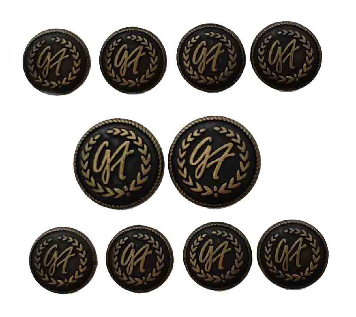 Gianni Feraud Blazer Buttons Set Brown Gold Metal Shank GF Monogram Men's