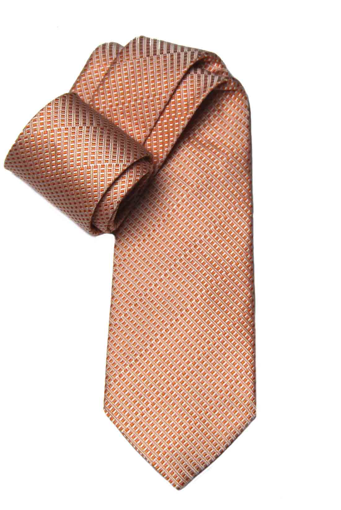 Giorgio Armani Tie Italian Silk Orange White Geometric Men's Long