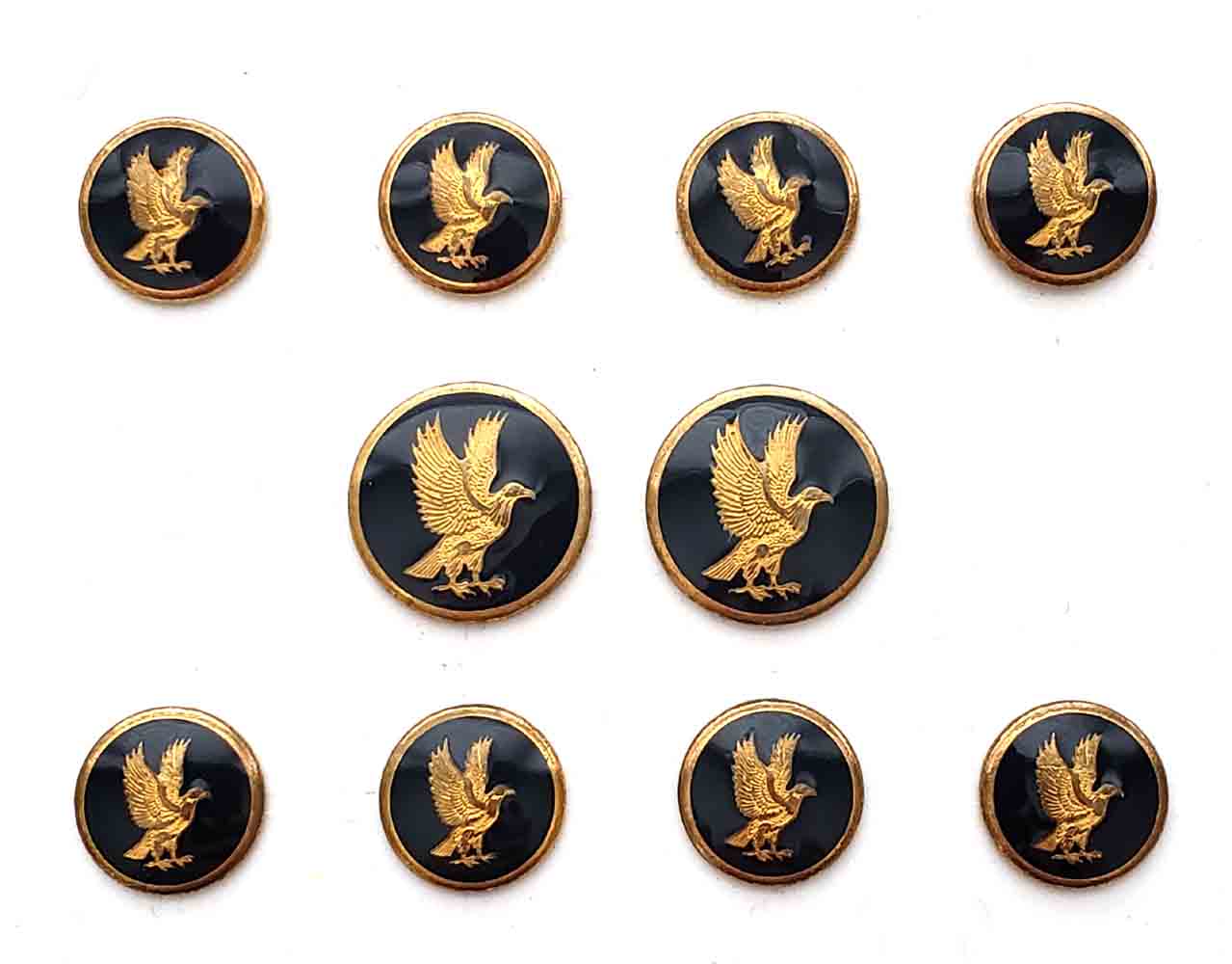 9 CT Gold Vintage Holland & Sherry England Blazer Buttons Set Gold Black  Enamel Fleur de Lis Eagle Men's