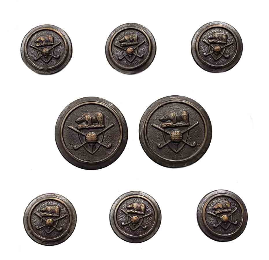 Vintage Jack Nicklaus Golden Bear Blazer Buttons Set by Waterbury Gold Brown Gray G9X Men's