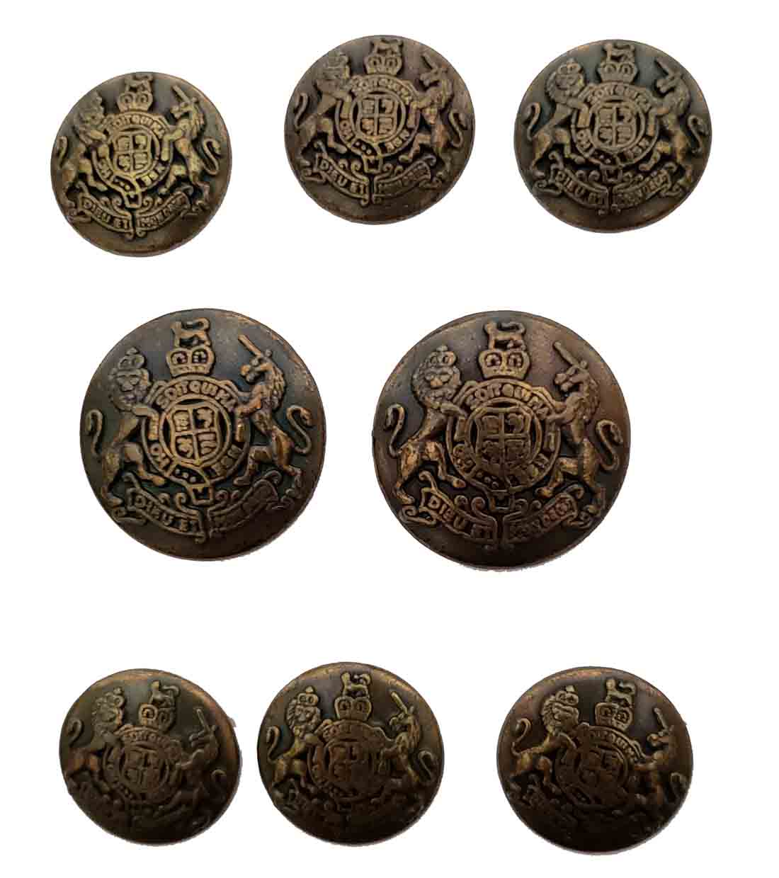 Vintage Jos. A. Bank Blazer Buttons Set Antique Gold Brown Lion Unicorn Shank Men's