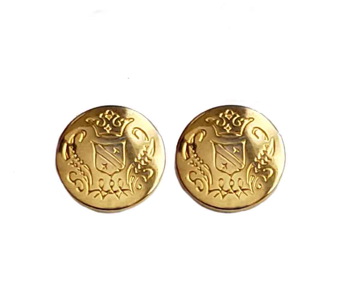 Two New Jos A Bank Blazer Buttons Gold Brass Crown Shield Pattern Men's