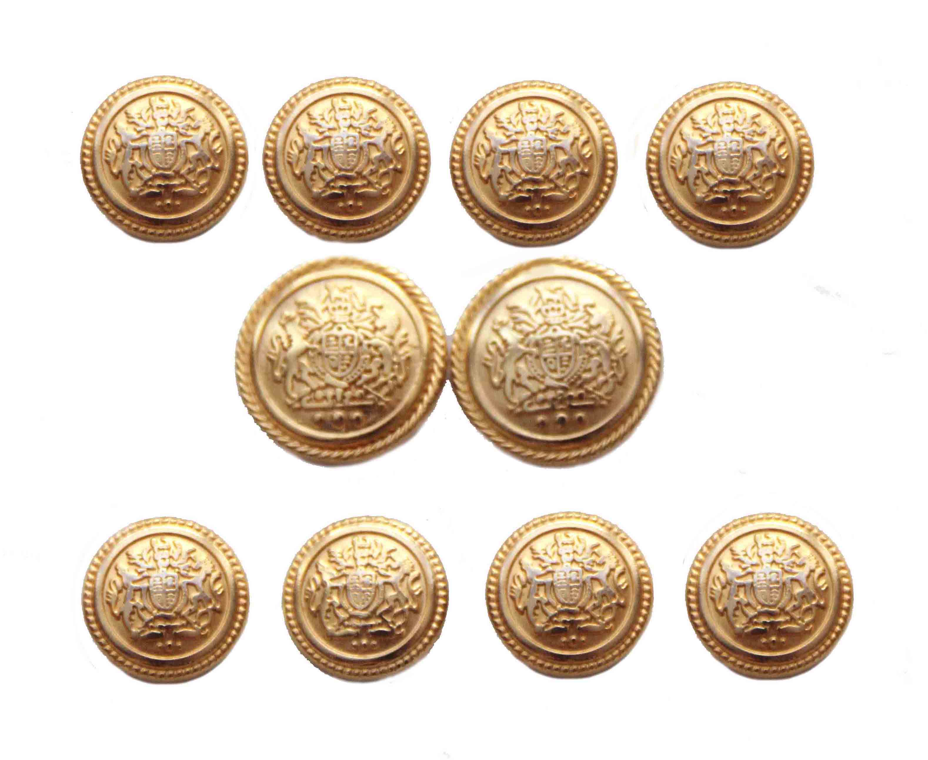 Vintage Jos A Bank Blazer Buttons Set Semi-Dome Gold Brass Lion Unicorn Shield Men's