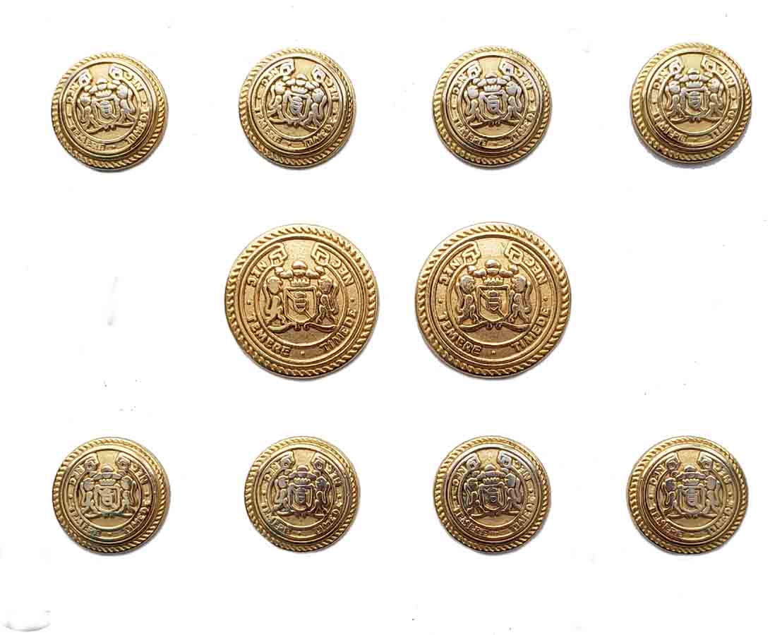 Vintage Jos A Bank Blazer Buttons Set Gold Brass Temere Temede NEC Lions Shield Men's