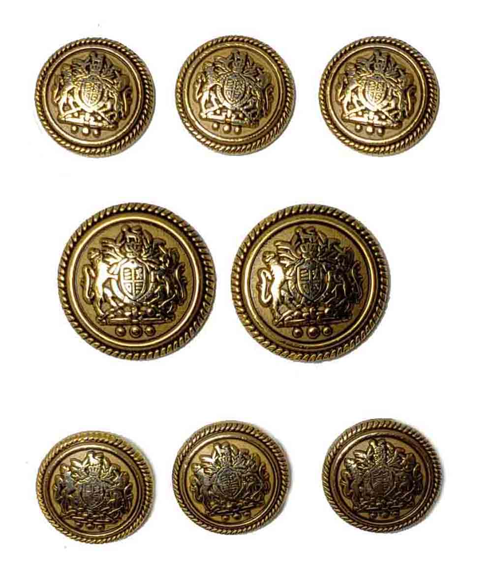 Vintage Joseph & Feiss Blazer Buttons Set Gold Brass Lion Shield Men's