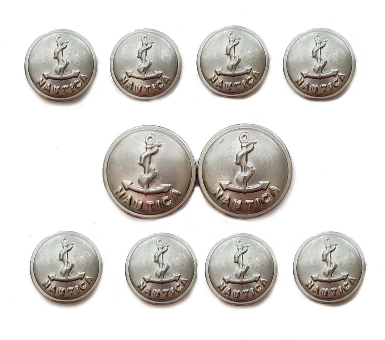 Vintage Nautical Blazer Buttons Set Silver Gray Nautical Anchor Metal Men's