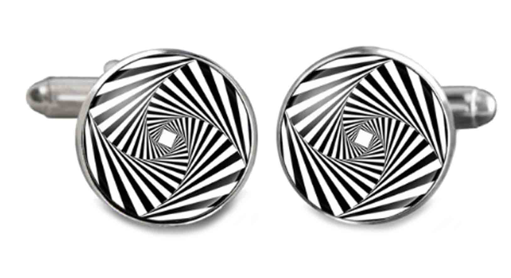 Gascoigne Cufflinks Optical Illusion Silver Black White Men's