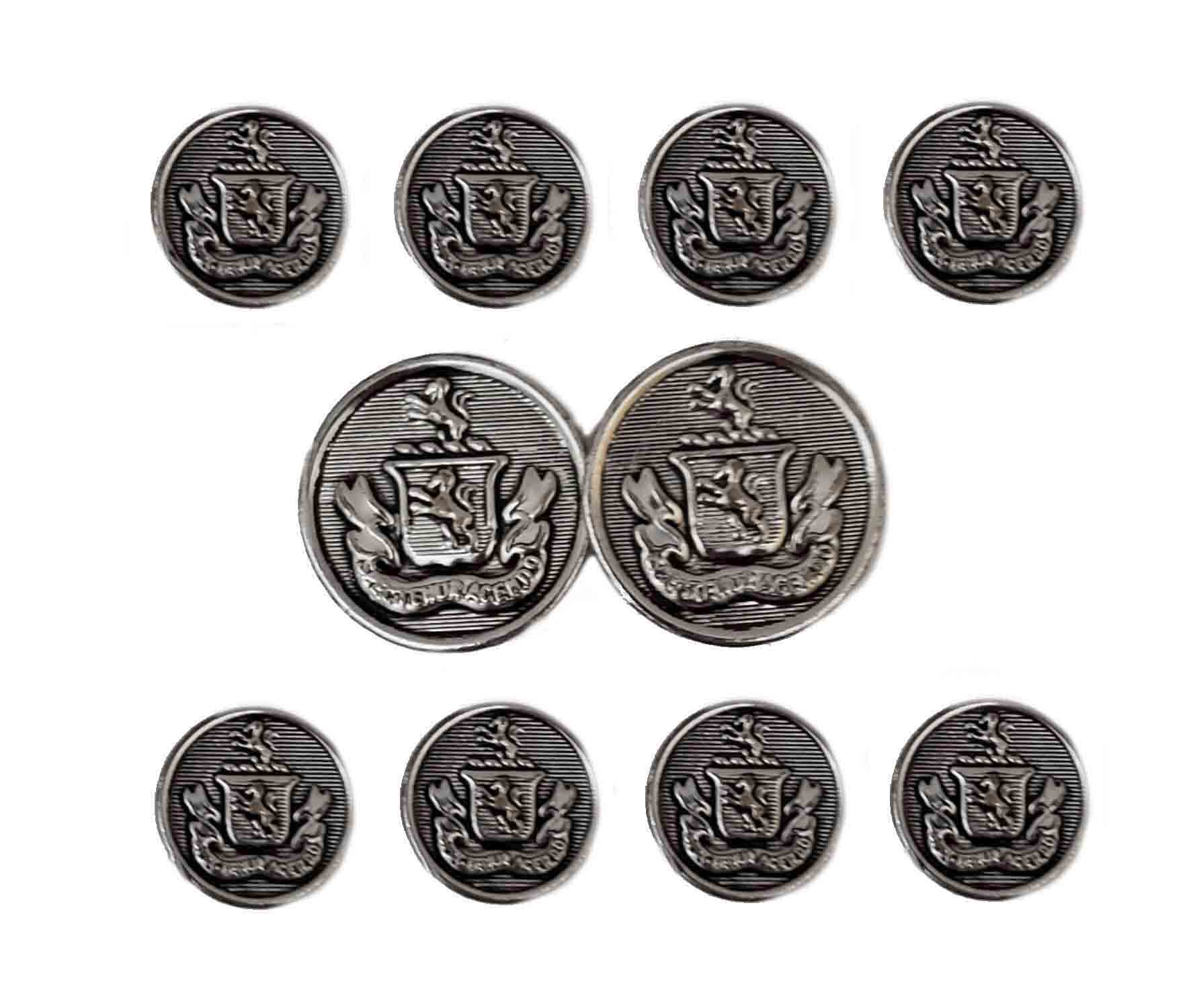 Vintage Kingsridge Blazer Buttons Set Silver Gray Metal Double Lions Shield Shank Men's