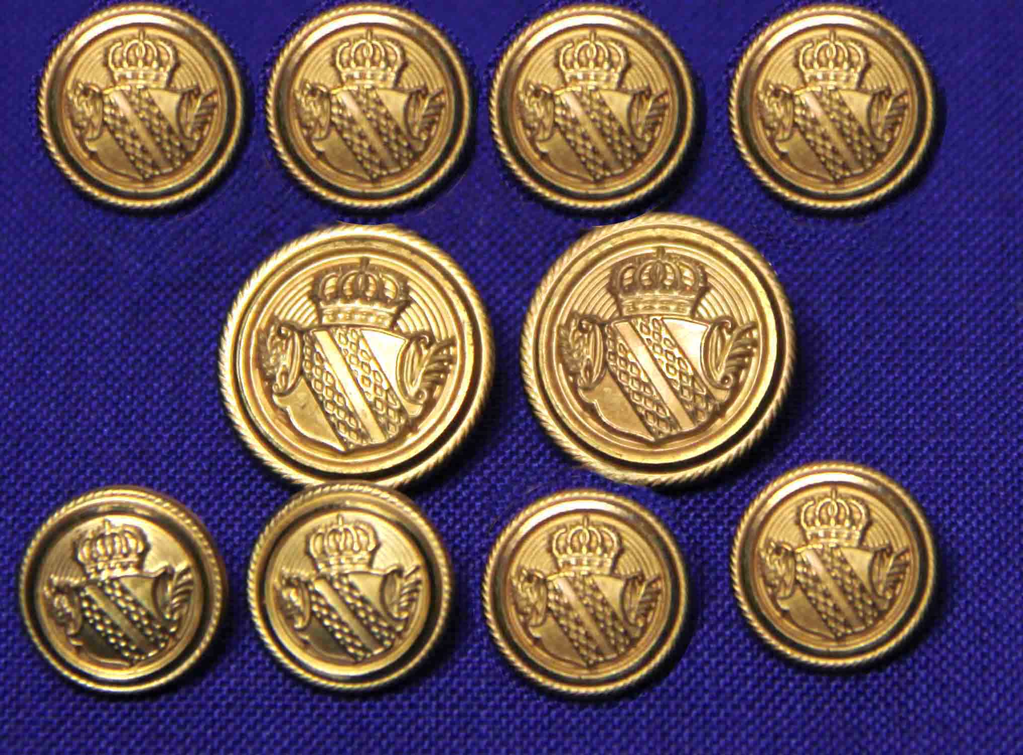 Vintage John Peel Blazer Buttons Set Gold Brass Crown Shield Men's