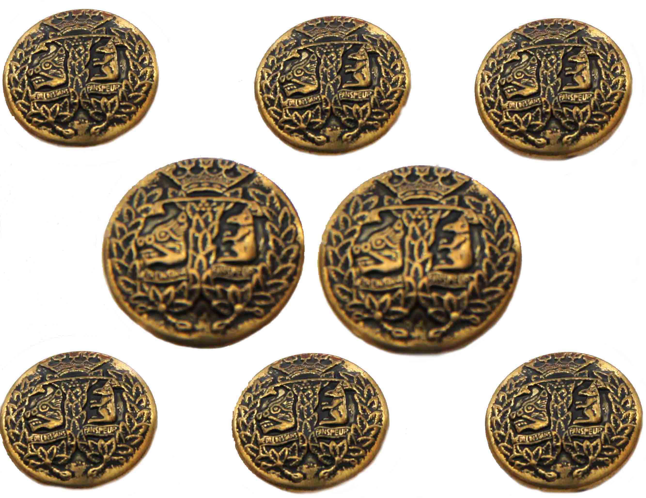 Vintage Waterbury Blazer Buttons Set Antique Gold Shank Men's