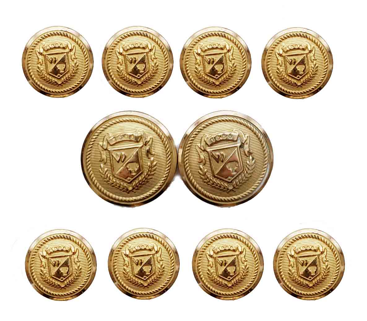 Vintage Wimbledon Blazer Buttons Set by Waterbury Gold Brass Shield Pattern Men's