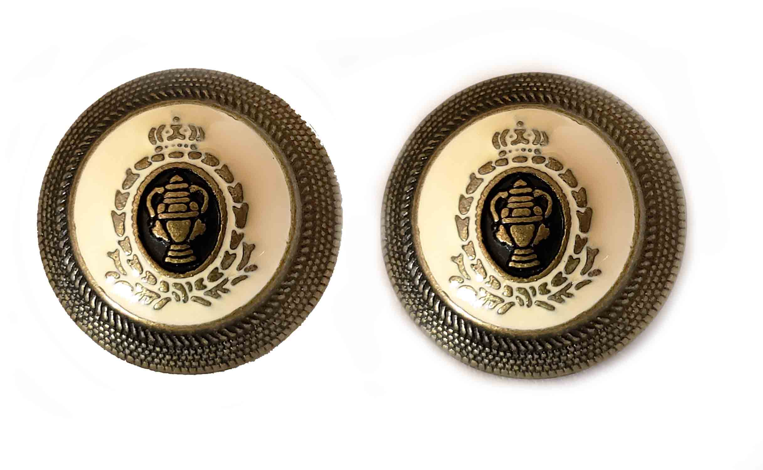 Two Men's Vintage Aquascutum Blazer Buttons Semi-Dome Antique Gold Brass Crown Urn