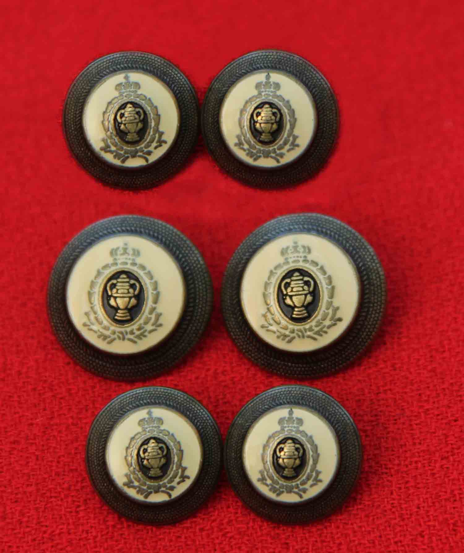 Vintage Aquascutum Semi-Dome Blazer Buttons Set Antique Gold Brown Cream Gray Men's