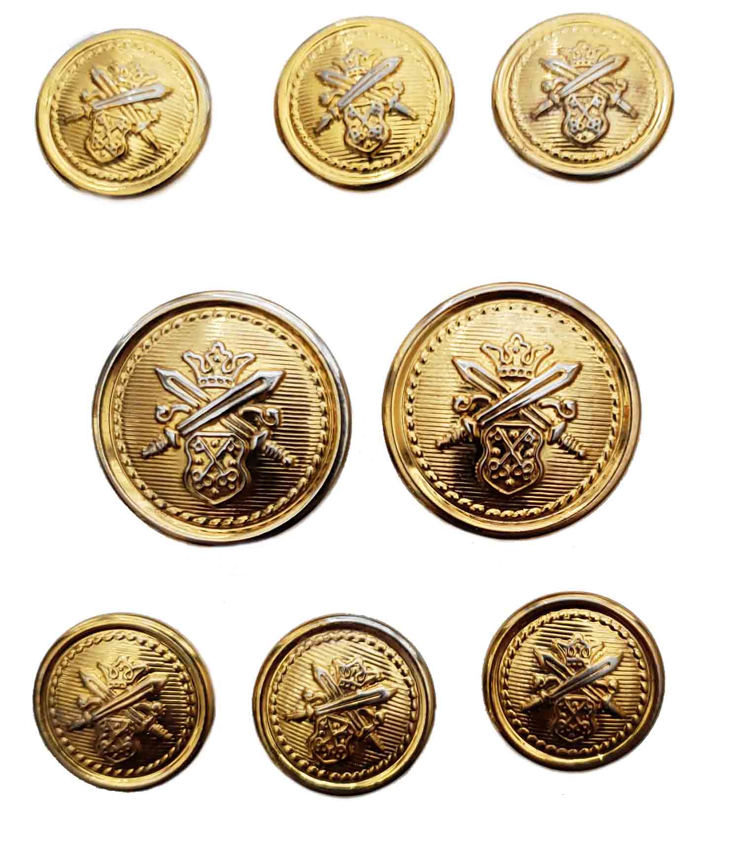 Vintage Bert Pulitzer Blazer Buttons Set Gold Silver Brass Shank Crown Swords Shield Men's