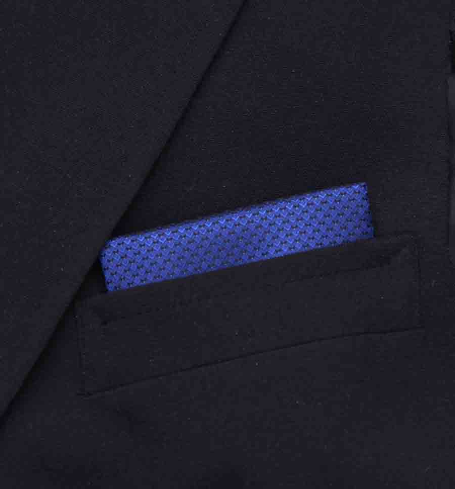 SW for Gascoigne Pocket Square Blue Gray Silk Jacquard Men's