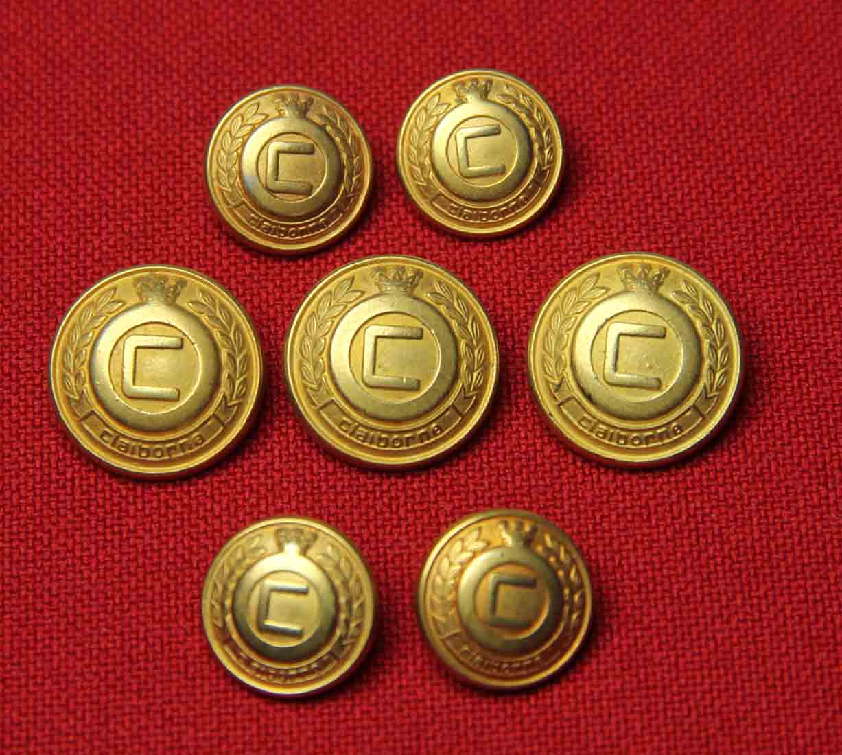 Vintage Claiborne  Blazer Buttons Set C Monogram Gold Brass Shank Men's