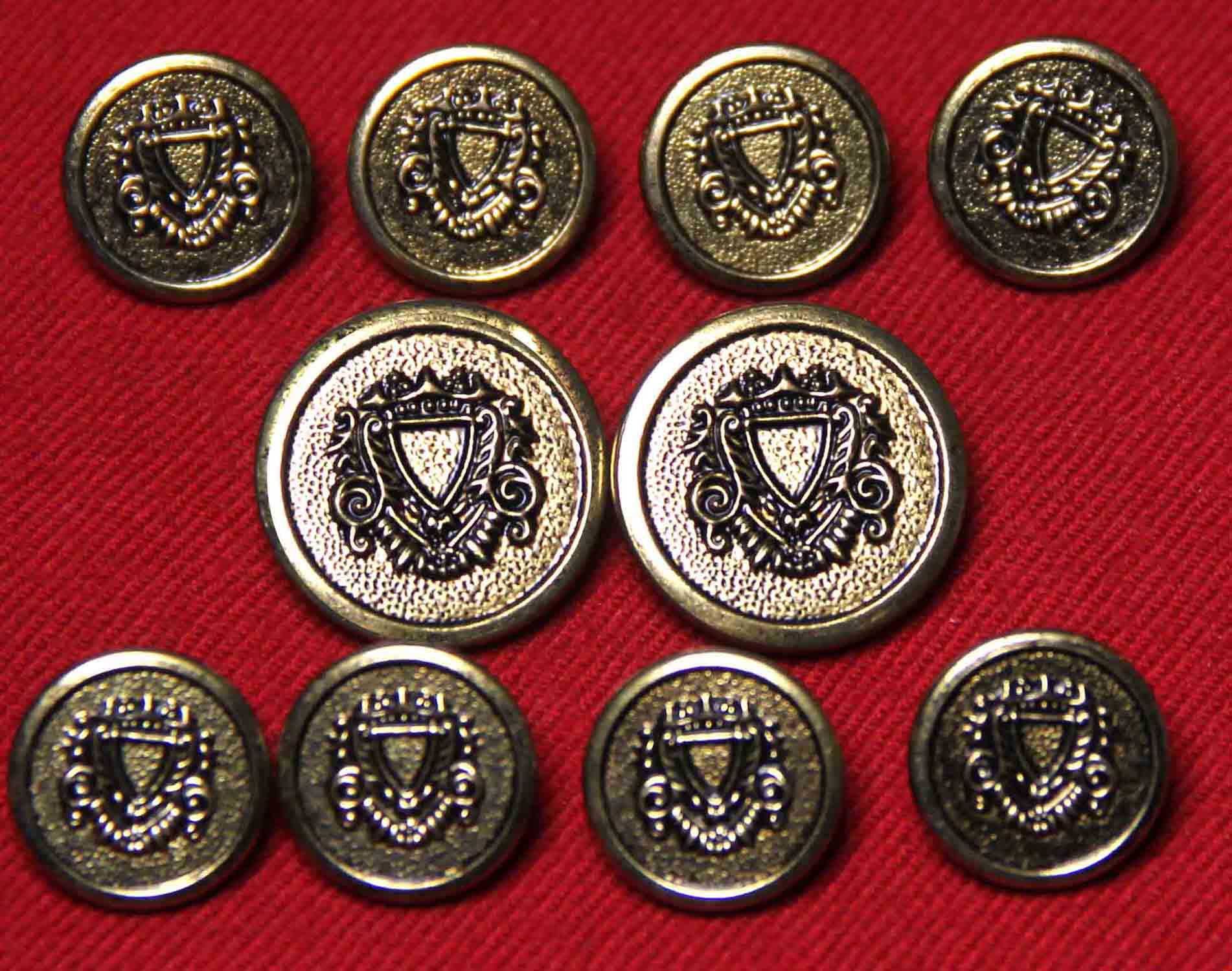 Vintage Club Room Blazer Buttons Set Metal Shank Antique Gold Men's