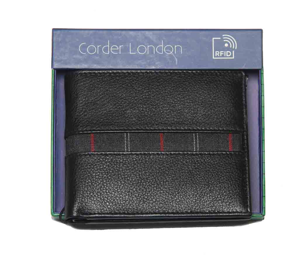 Corder London Leather Wallet Black RFID Blocking Bifold Men's
