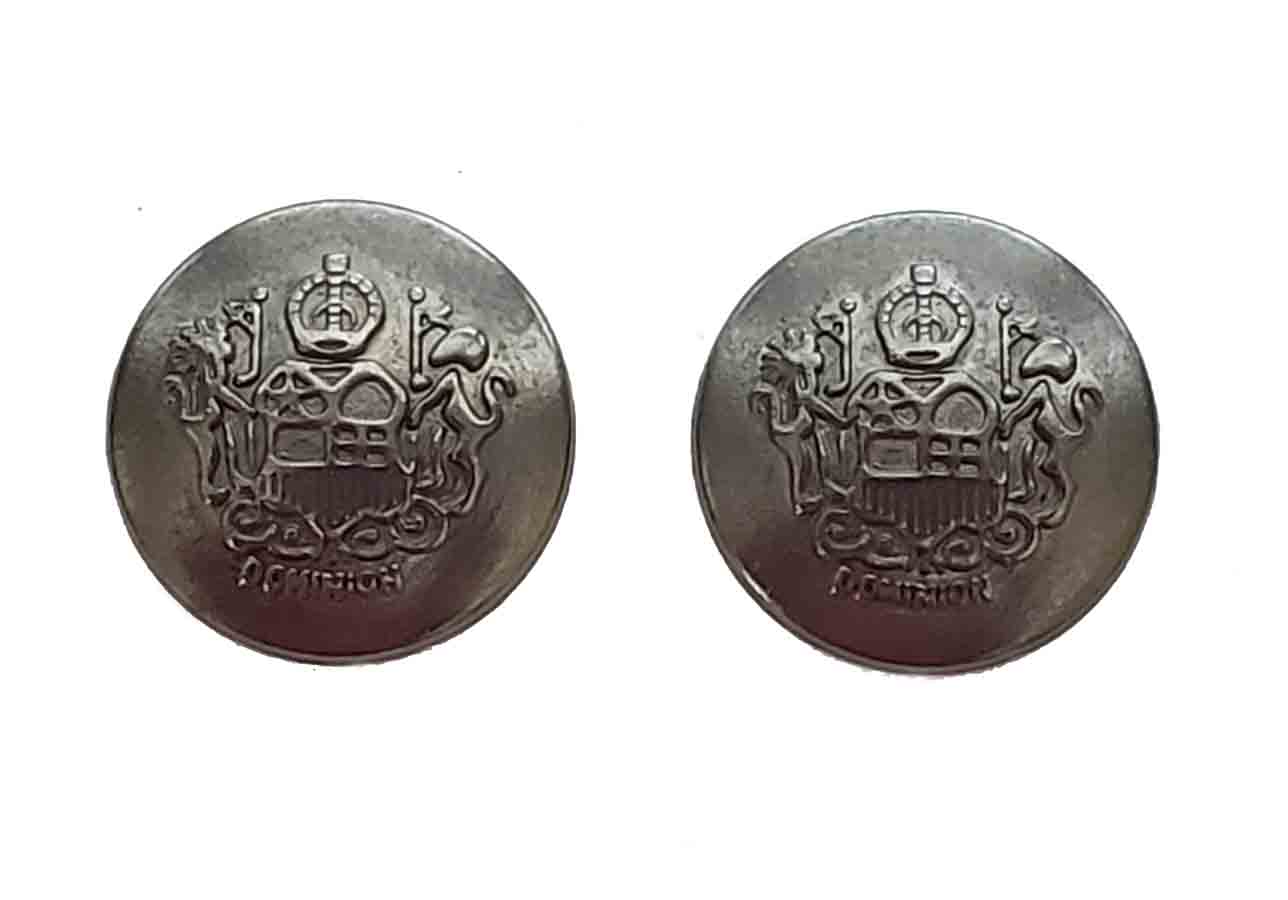 Two Vintage Dominion Blazer Buttons Gray Silver Semi-Dome Lion Shield 4X9 Men's